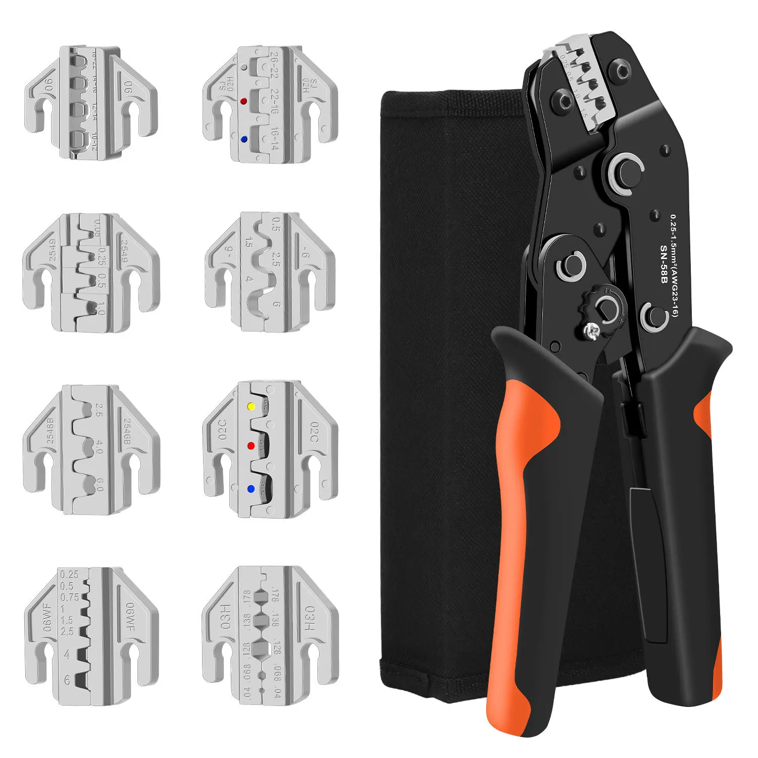 

SN series replaceable jaw crimping pliers 58B/02C/06WF/2546 jaw set insuated terminals electrical clamp tools