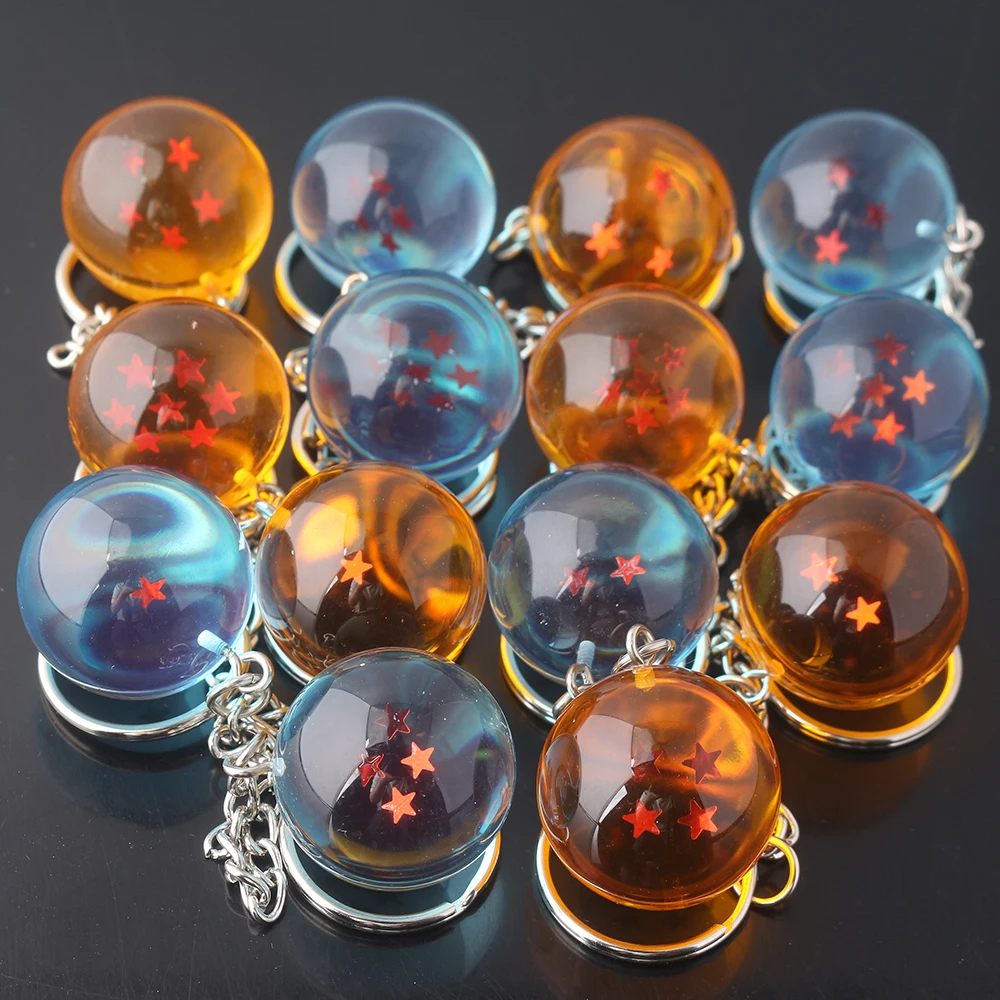 Wholesale 20pcs/lot Anime Dragon Series Keychain Charms 1-7 Stars 3D Balls Gokus Bead Pendant Keyring Accessories Holder Toys