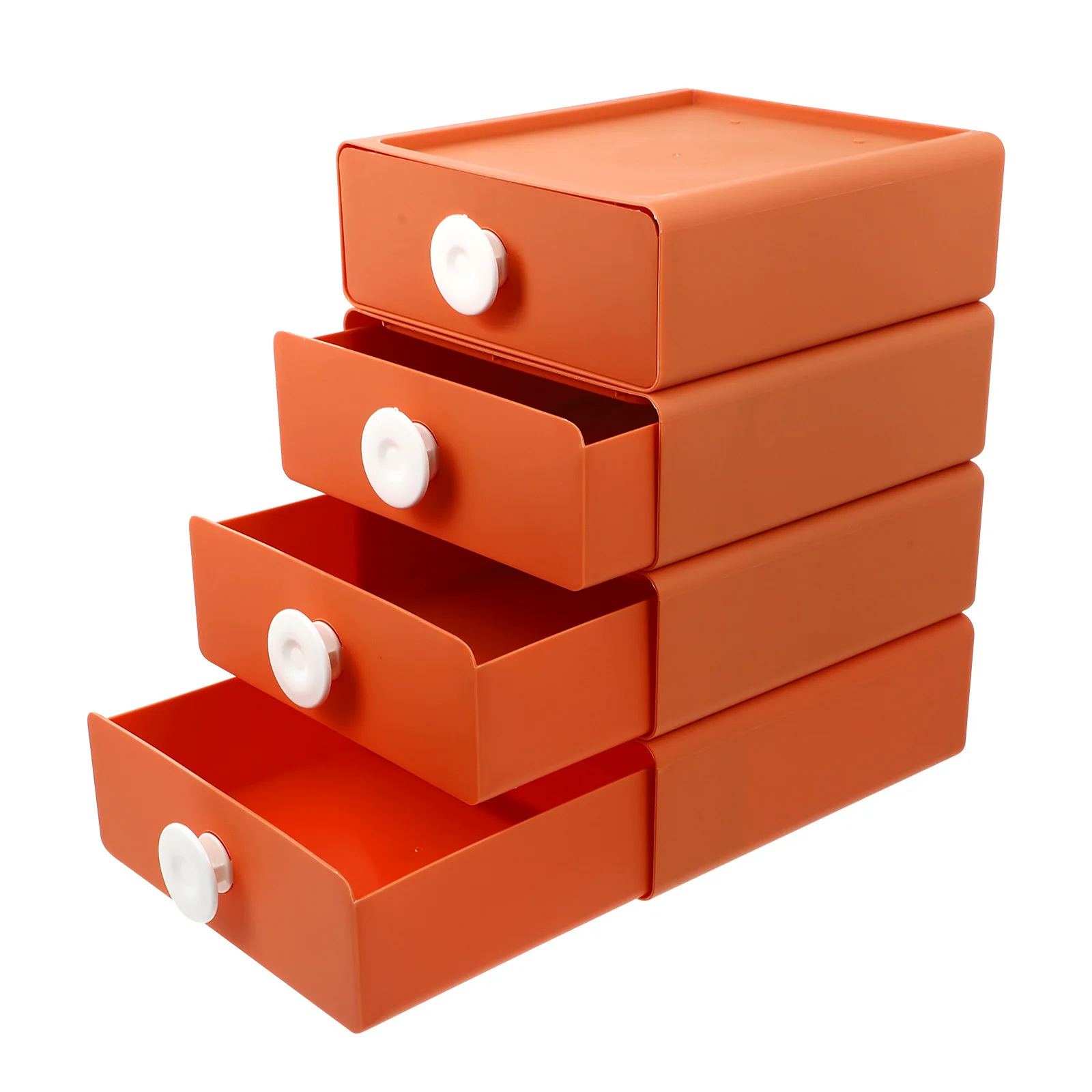 

4 Pcs Orange Desktop Storage Boxes Premium PP Plastic Lightweight Modern Design School Stationery Sewing Kits Organization