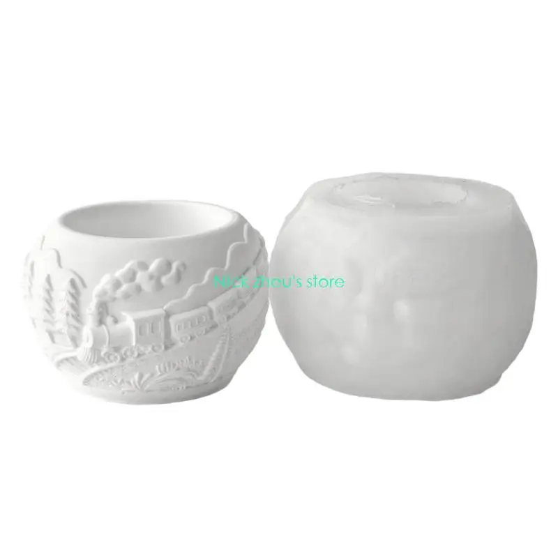 

E15E Small Train Silicone Mold Crafting Supplies for Creating Resin Planter Jewelry Containers Detailed