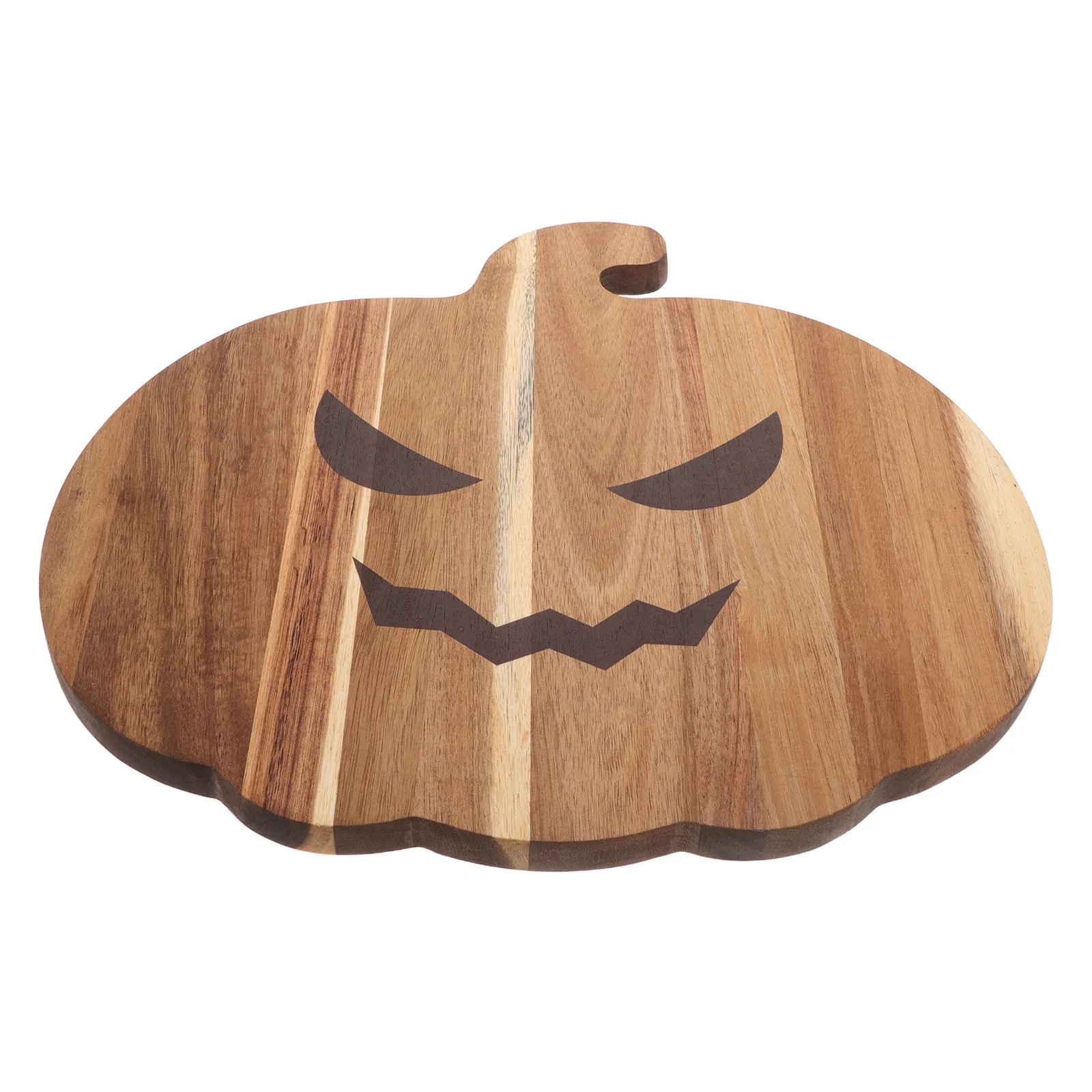 Pumpkin Wooden Serving Platter with Carved Handle for Halloween Thanksgiving Fall Party Decor