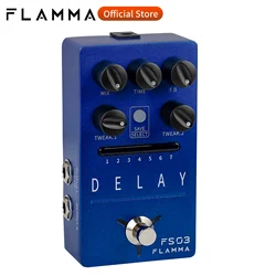 FLAMMA FS03 Guitar Delay Effects Pedal Stereo Delay Pedal 6 Delay Effects with 80s Looper Storable Presets Tap Tempo Trail on