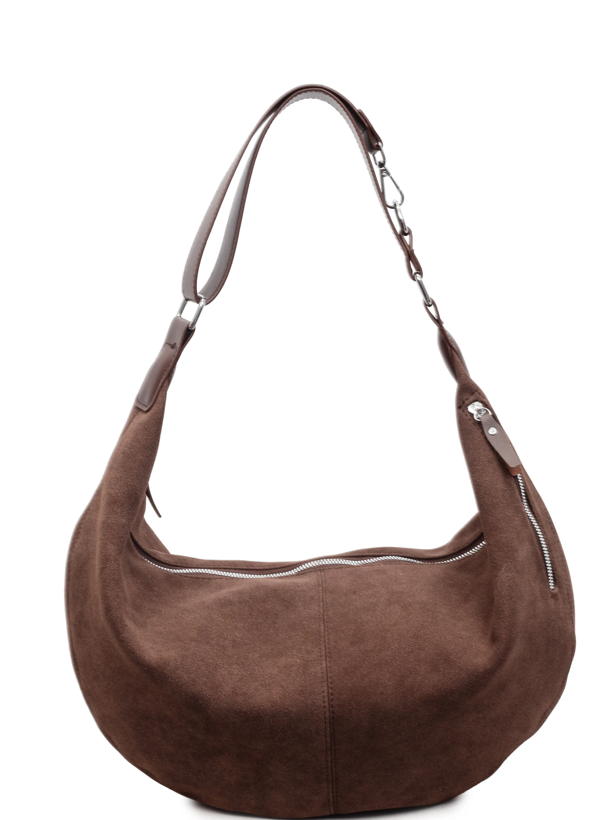 

Повседневная замшевая сумка через плечо в стиле ретро, женская большая сумка Capaci на одно плечо с клецками, пригородная сумка из мягкой искусственной кожи