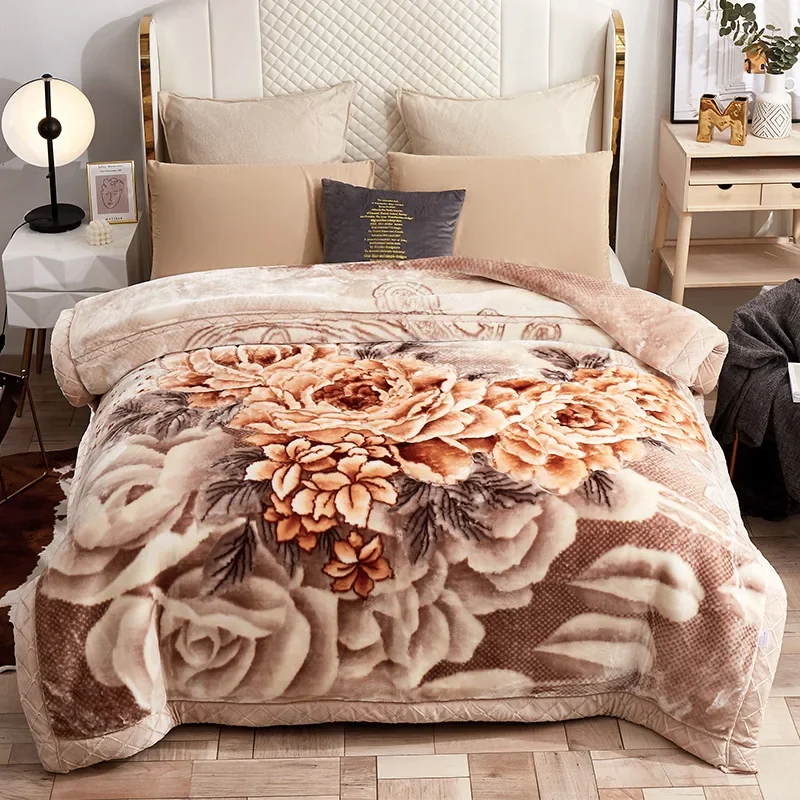 Double Layered Thicken Blanket Winter Home Use Sewn Wrapped Soft Comfortable Edges Bedroom Bedding Festival Commemorative Gift