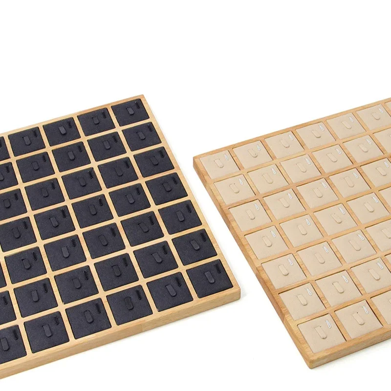 Square Wooden 49 Clip Ring Display Holder Rack Jewerly Accessories Storage Stand Case Store Countertop Ring Jewellery Organizer