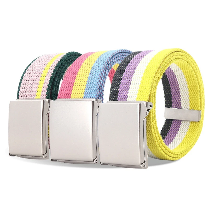 Men Canvas Belt Military Buckle Outdoor Casual Jeans Belt For Women Youth Teenager Colorful Trouser Belts Wholesale