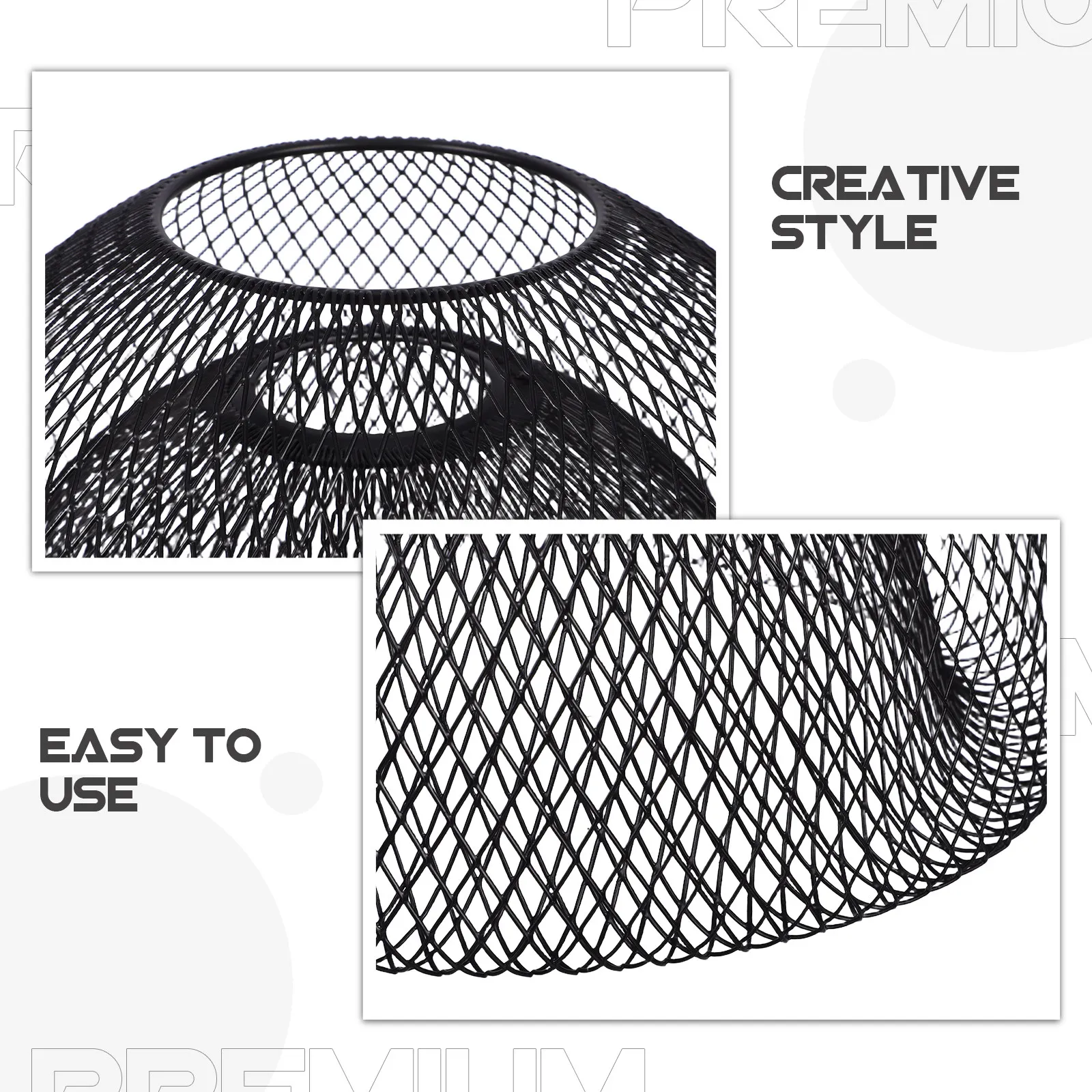 Double-Layer Hollow Black Iron Wire Lampshade 42Mm Hole Diameter Wall Mounted Light Cover for Living Room Bedroom Dining Room