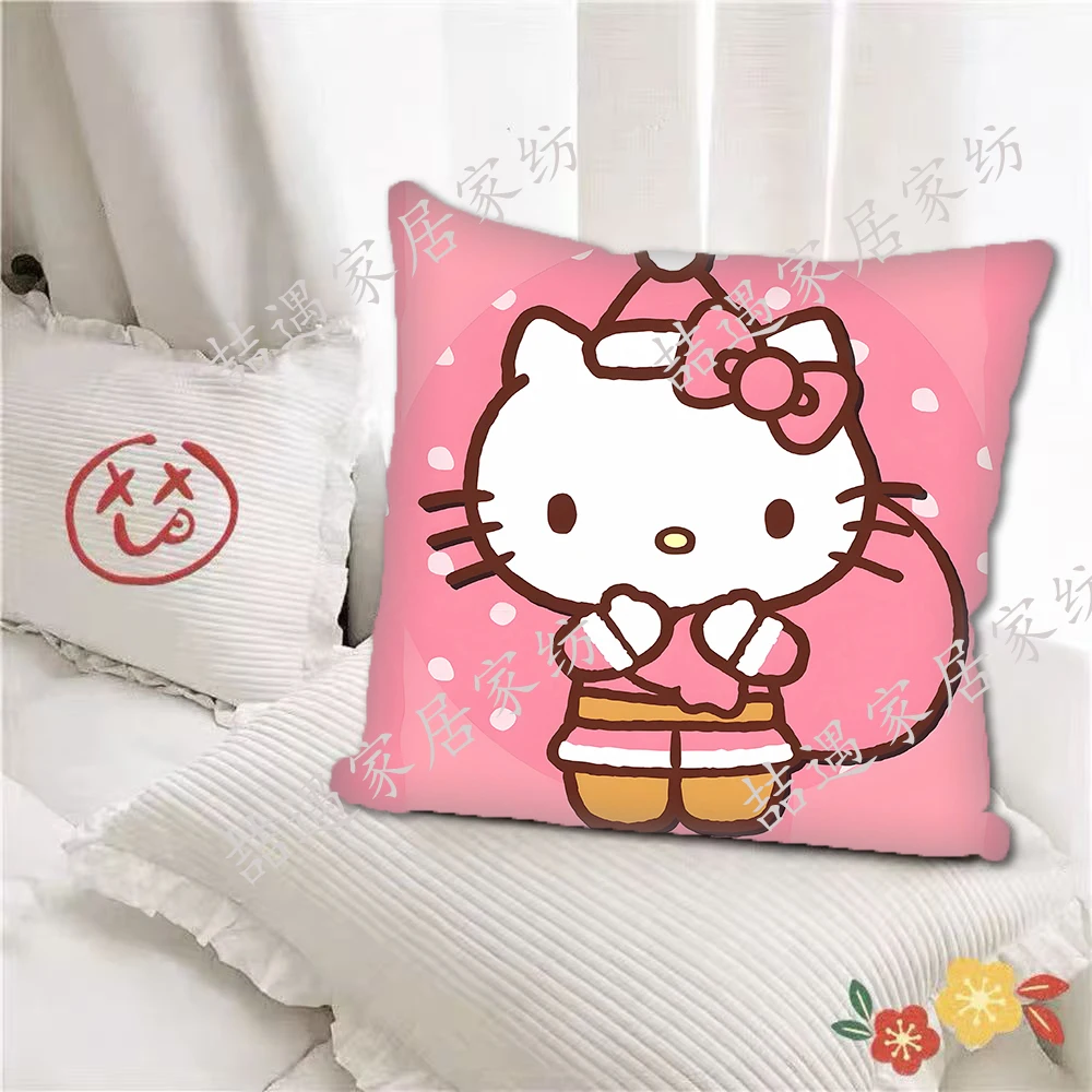 Christmas Sanrio cartoon pillowcase Kitty Cat office living room sofa cushion cover home bedroom room decoration children's gift