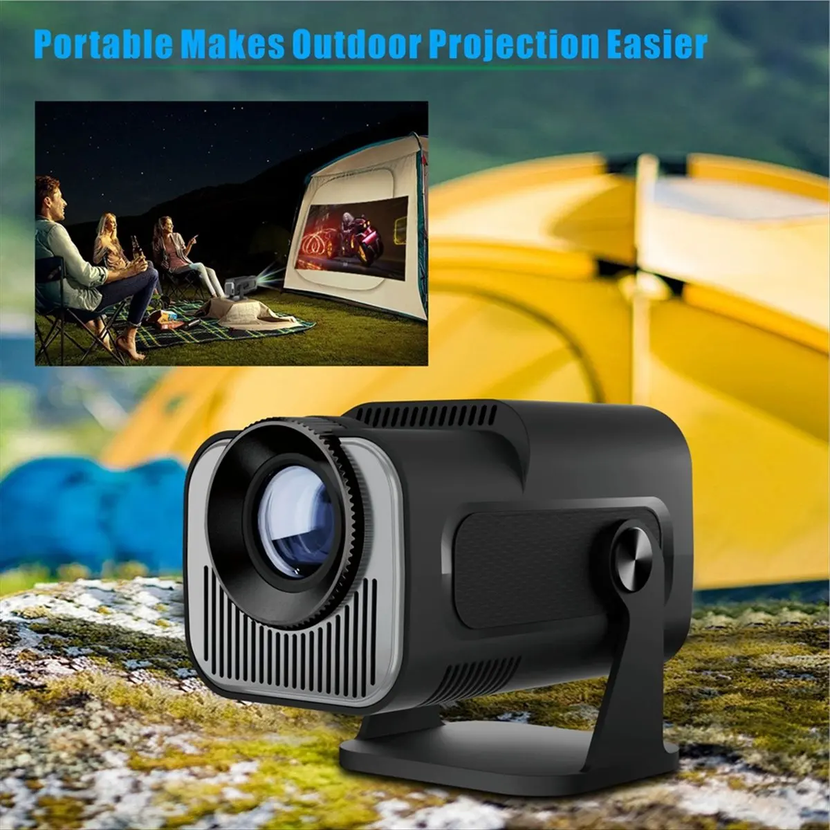 newT77 HY320 Mini Native 720P Android 11 Projector 200ANSI Wifi6 BT5.0 Cinema Outdoor Portable 180° Rotable Projector,US Plug