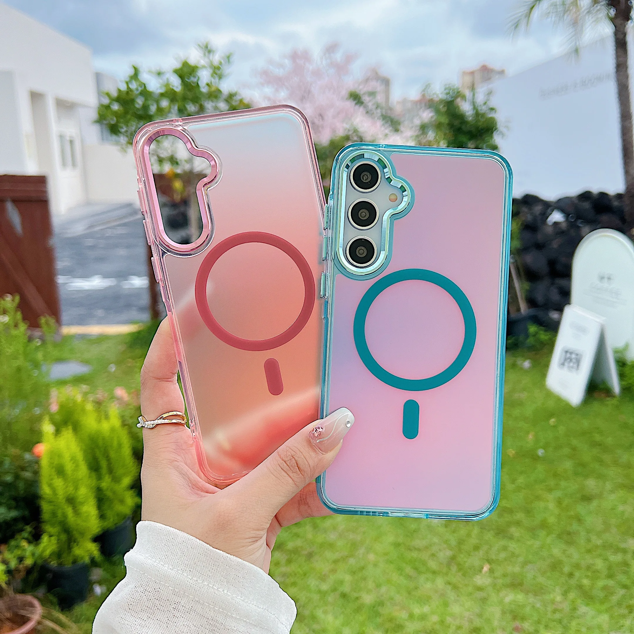 Fashion Laser Gradient Shockproof Magnetic Case For Samsung Galaxy A06 A55 A54 A53 A35 A34 A25 A15 A05 A05S A24 Magsafe Cover - náhled 3