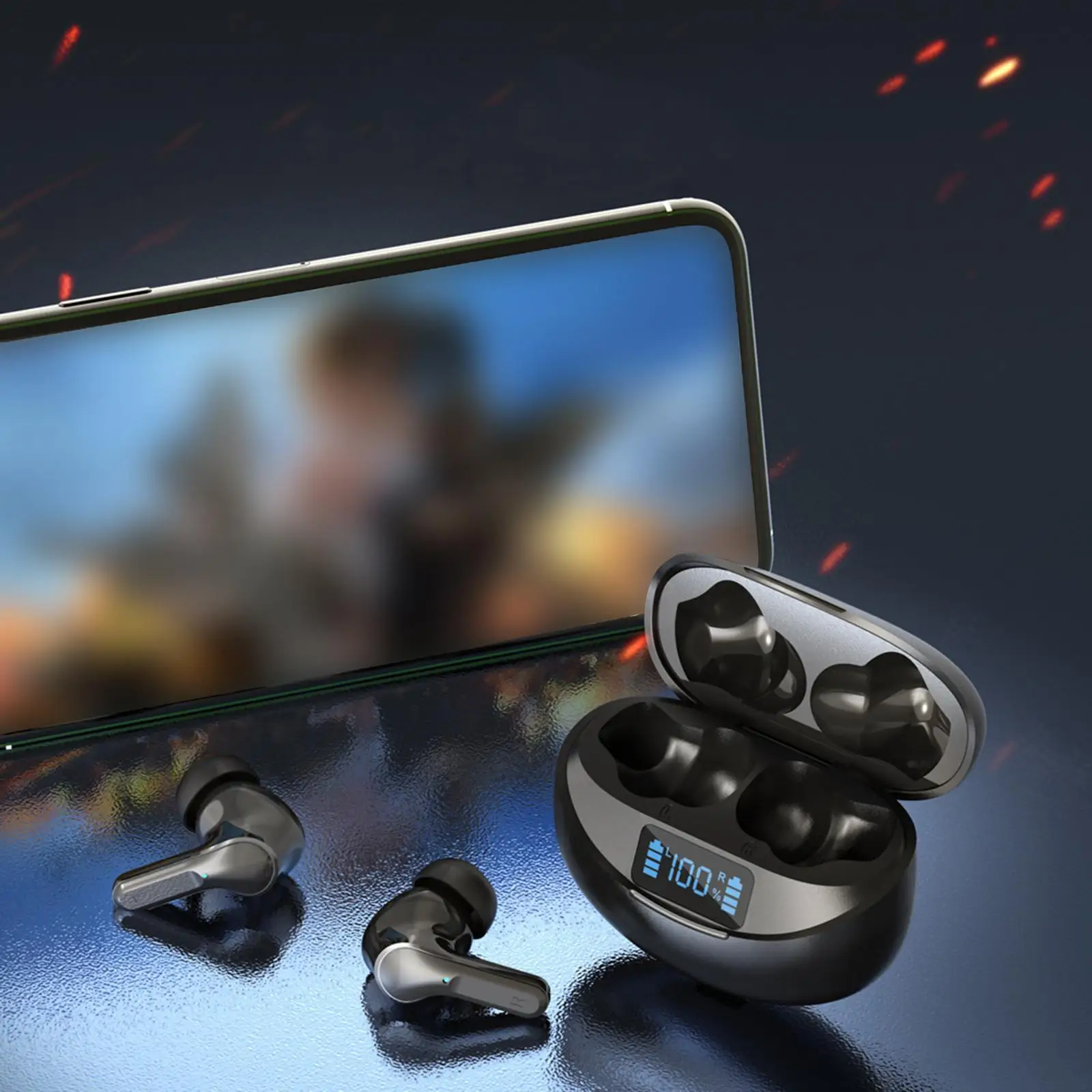 V5.3 Bluetooth Headphones, Fone de ouvido para jogos, todos os telefones inteligentes, esporte