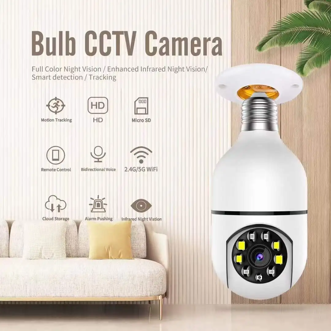 

3MP 1296P Carecam APP Dual Screen E27 Socket PTZ IP Camera Full Color Motion Detection Home Security CCTV Intercom Baby Monitor