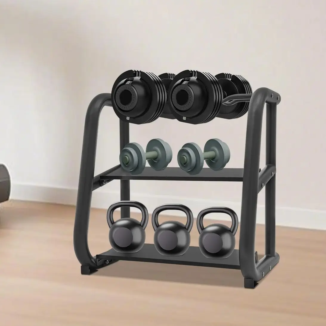 Portaoggetti per attrezzature per allenamento in palestra domestica Porta pesi Portaoggetti multifunzionale per kettlebells Manubri Bilancieri