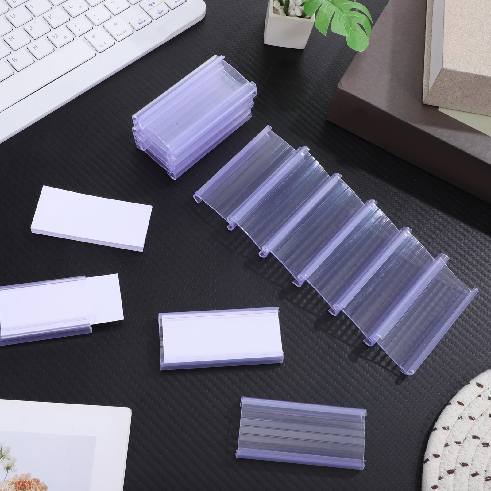 

30Sets Wire Shelf Label Holders Clear for Retail Store Organization Transparent Tag Sleeves Easy Install Paper Insert