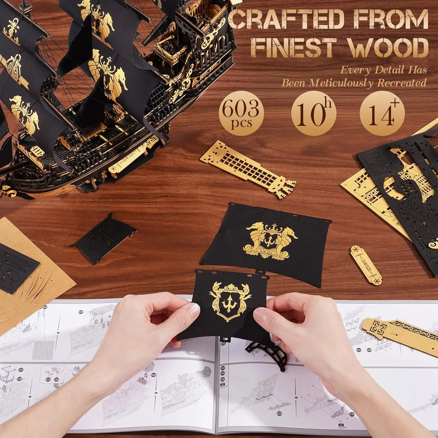 3D Wooden Ship Model Building Kit - Decorative Desk Art 6