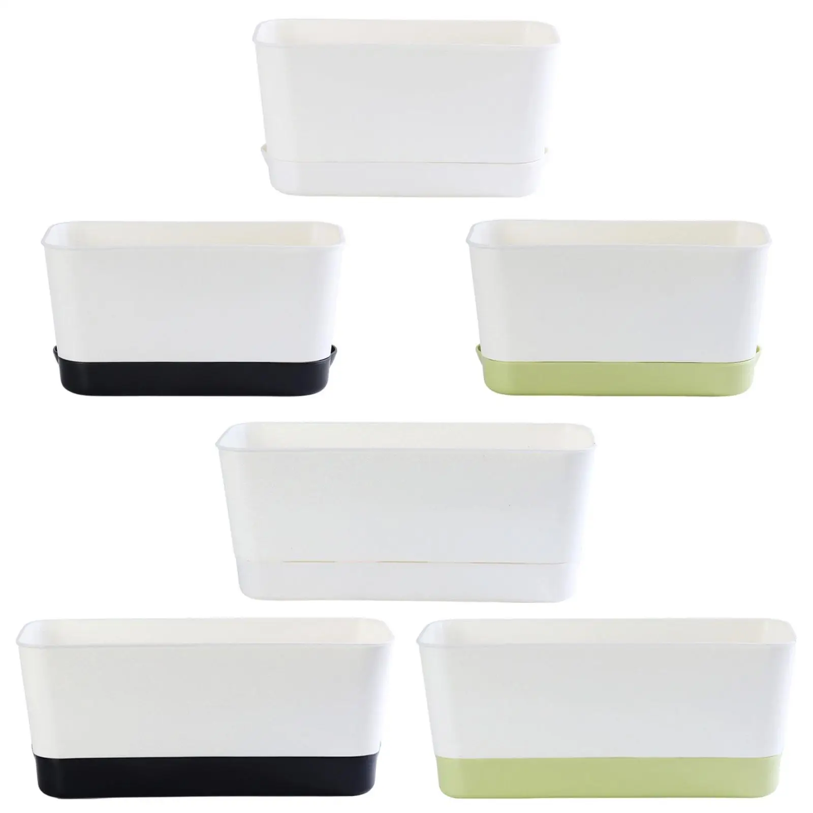 Window Box Planter Rectangle Flower Pot Functional Breathable Compact Attached Saucer for Windowsill Patio Yard Porch Balcony