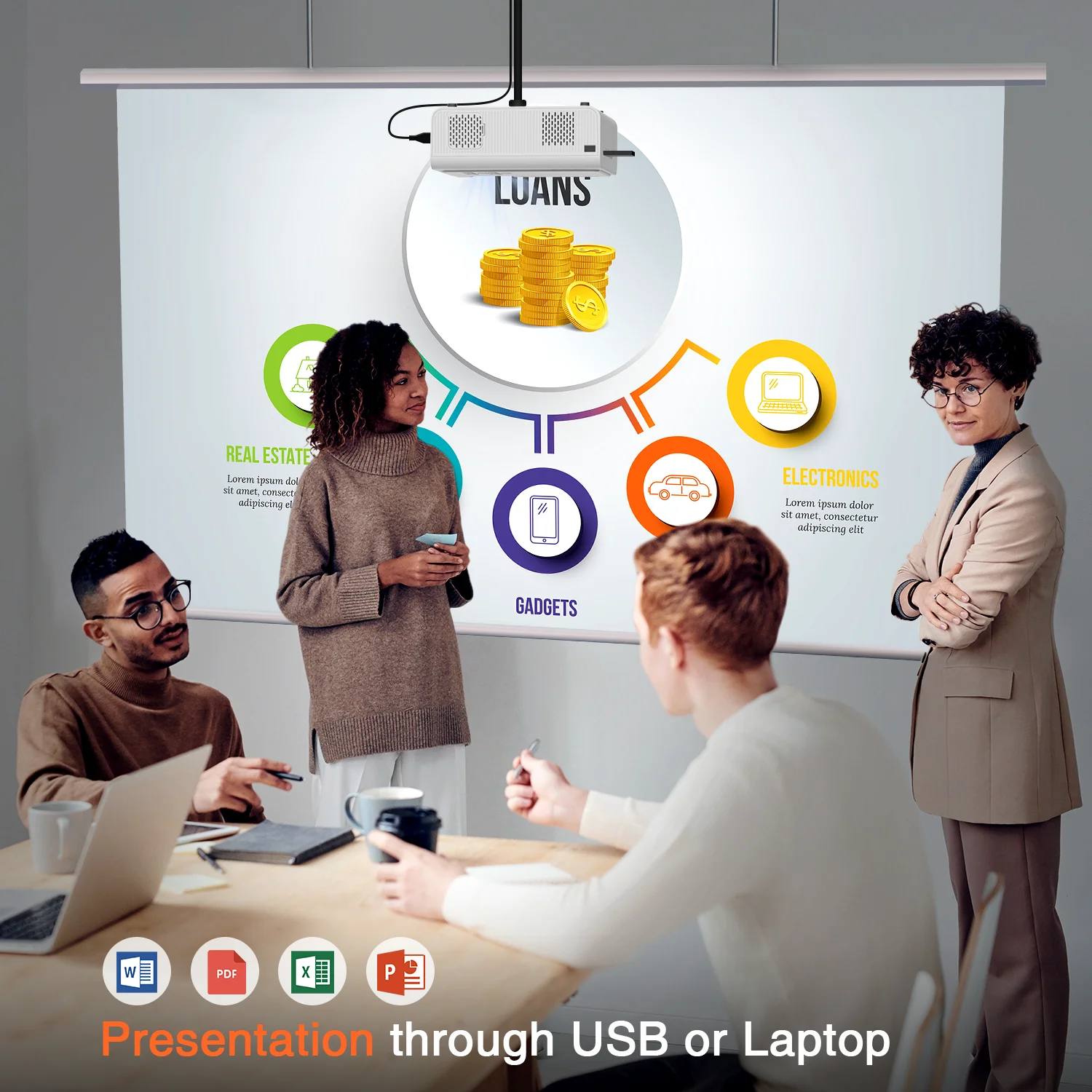 2025 Cinema Projector 2025 1080P Clarity + 4K Input 4-Inch LCD Tech Android Apps & Bluetooth Wall/Ceiling Mount