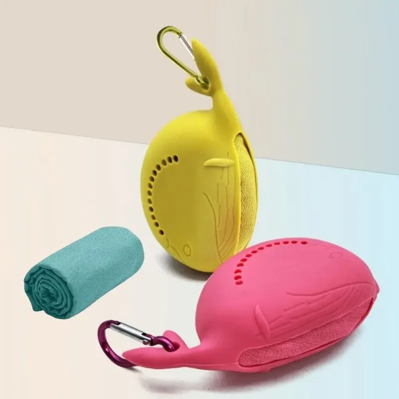 Portable Silicone Case&Lightweight-Microfiber Rapid Dry Towel, Camping and Travel Towel for Travel, Beach, Swimming Yoga