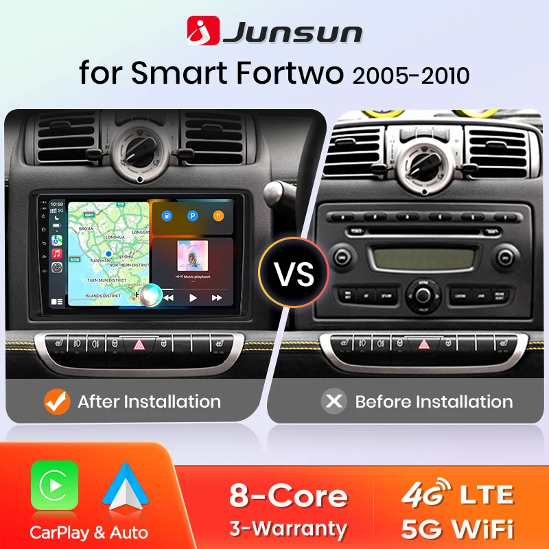 Brezžični CarPlay avtoradio za Mercedes Smart Fortwo