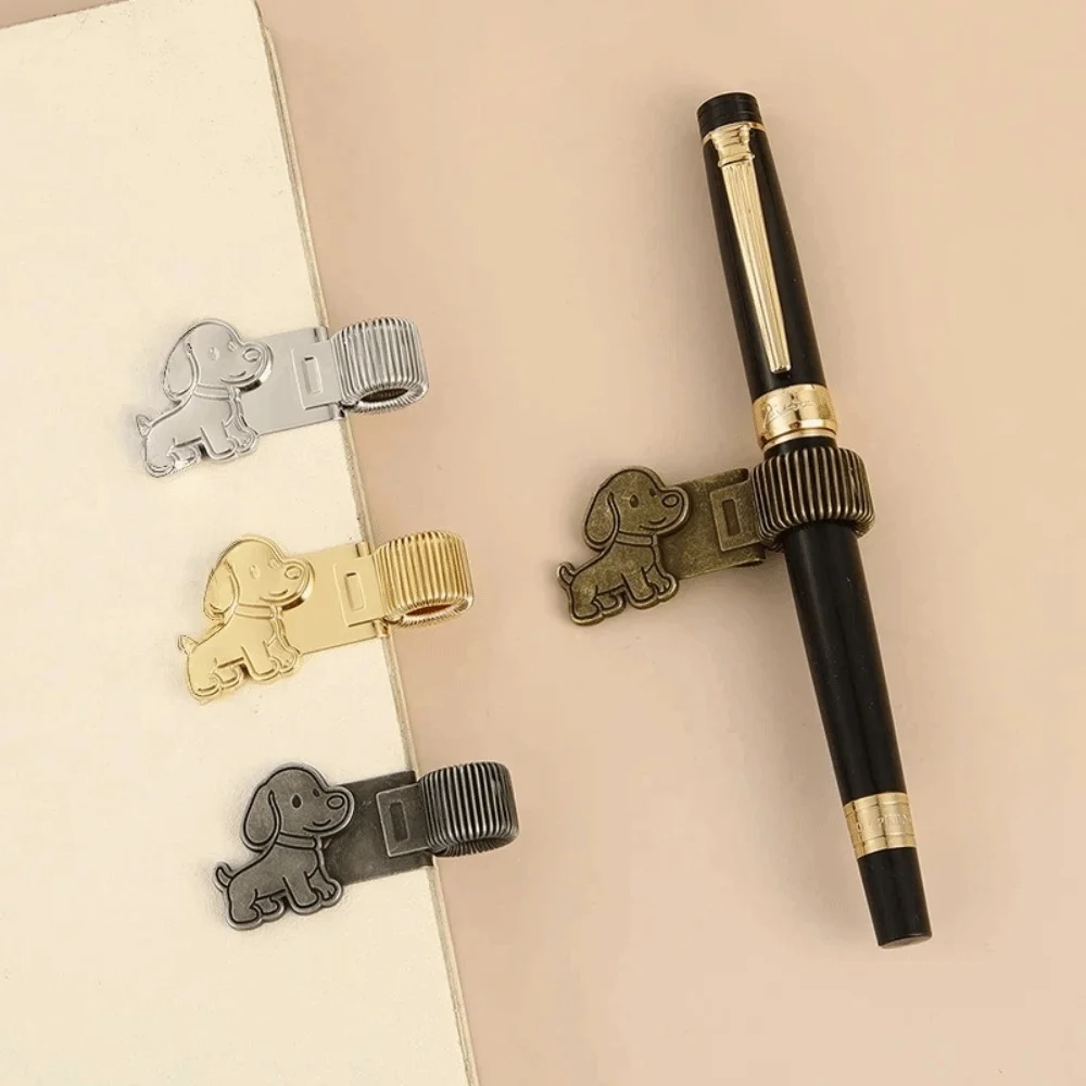 Securely Holds Puppy Pen Clip with Spring Durable Heavy-Duty Cat Paw Pen Clip Secure Grip Telescopic Spring Notebook Pen Holder