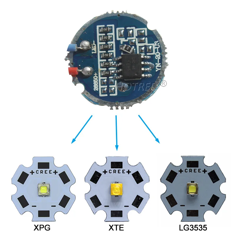 5W LED Flashlight Constant Current Driver Input 3-4.2V Output 3-3.7V 17mm20mm Diameter 1 Mode 5 Mode For 5W LED XPGG2 LG3535 XTE