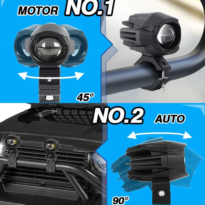 Motorcycle Fog Lights 60W 18000LM LED Driving Spotlight Auxiliary with Amber White Dual Color Offroad Aux Light For BMW R1200GS