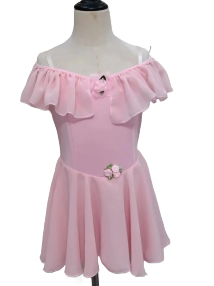 

Розовое балетное платье «Купидон» для девочек, шифоновое, цельное, для выступлений и соревнований, юбка для балета для девочек и детей