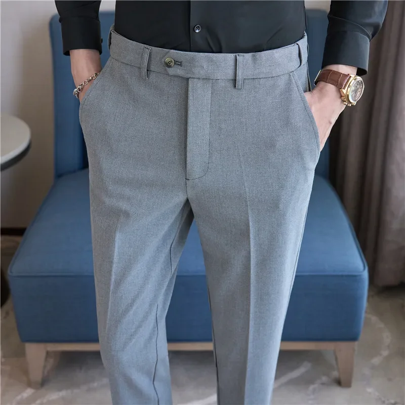 Men's Autumn High Quality Business Elastic Waist Trousers Fashionable Casual High Street Comfortable Elastic Luxury Hombre Pants