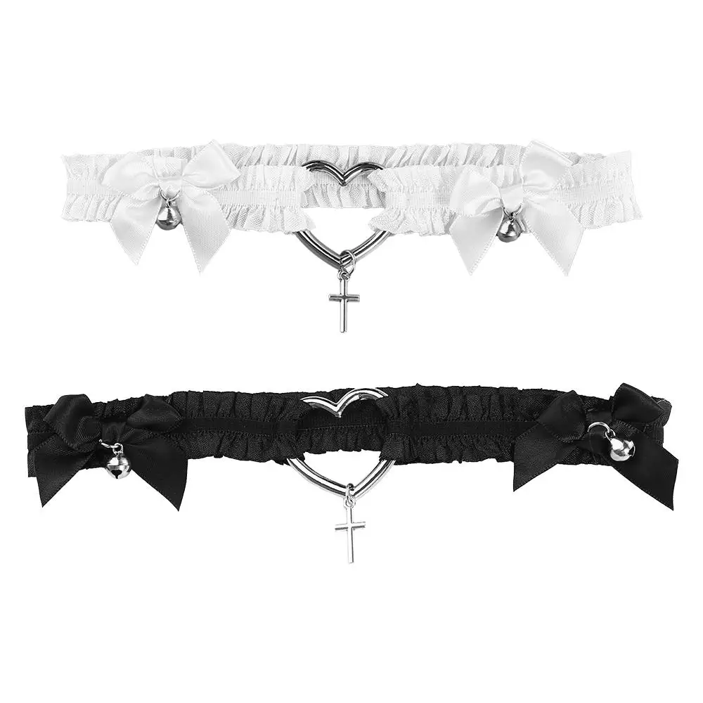 Accesorio de ropa gótico Punk arco Harajuku Jk tirantes femeninos Liga de pierna tirantes sexis forma de corazón