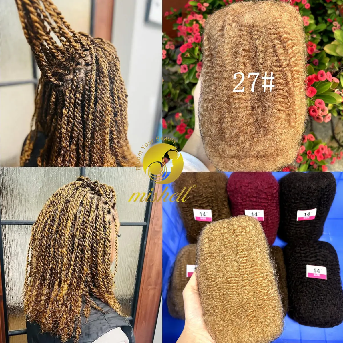 30/50g 27# Ombre Afro Kinkys Bulk Human Hair for Dreadlock Extensions /Repair Locs/Twist Braiding Afro Kinky Human Hair for Locs