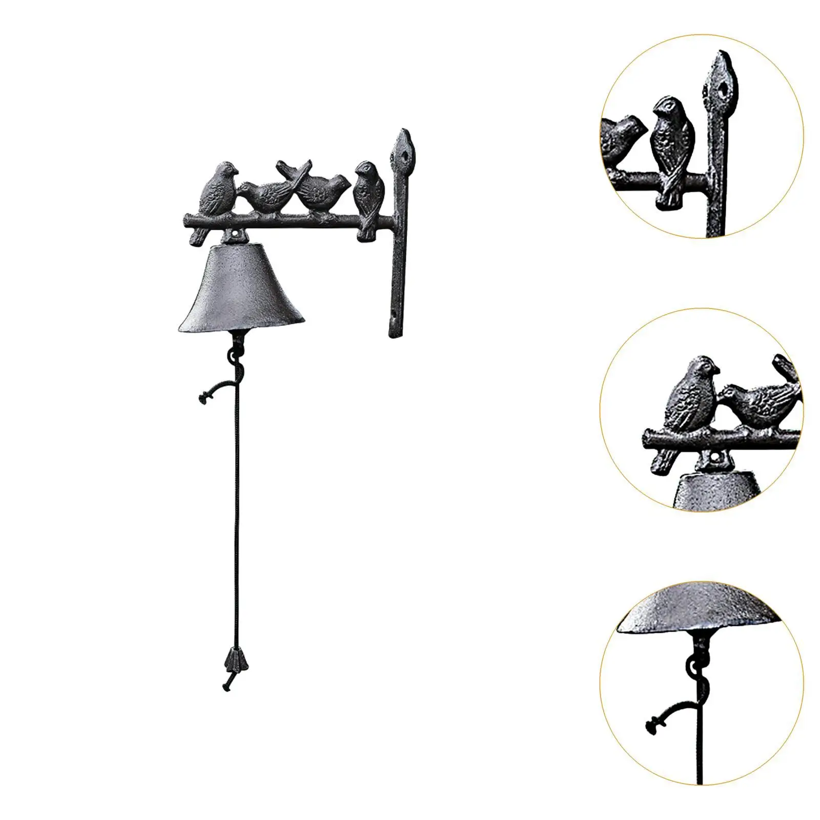 Уличный колокольчик для ужина, украшение в виде птиц, чугунный дверной звонок для дома на улице