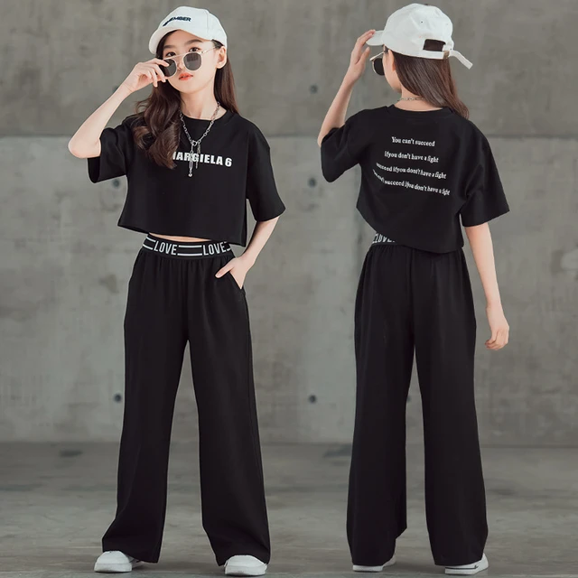 Zomer Tiener Meisjes Kleding Sets Kinderen Mode Brief Tops Broek 2 Stuks Outfits Kids Trainingspak 5 6 7 8 9 10 11 12 13 14 Jaar