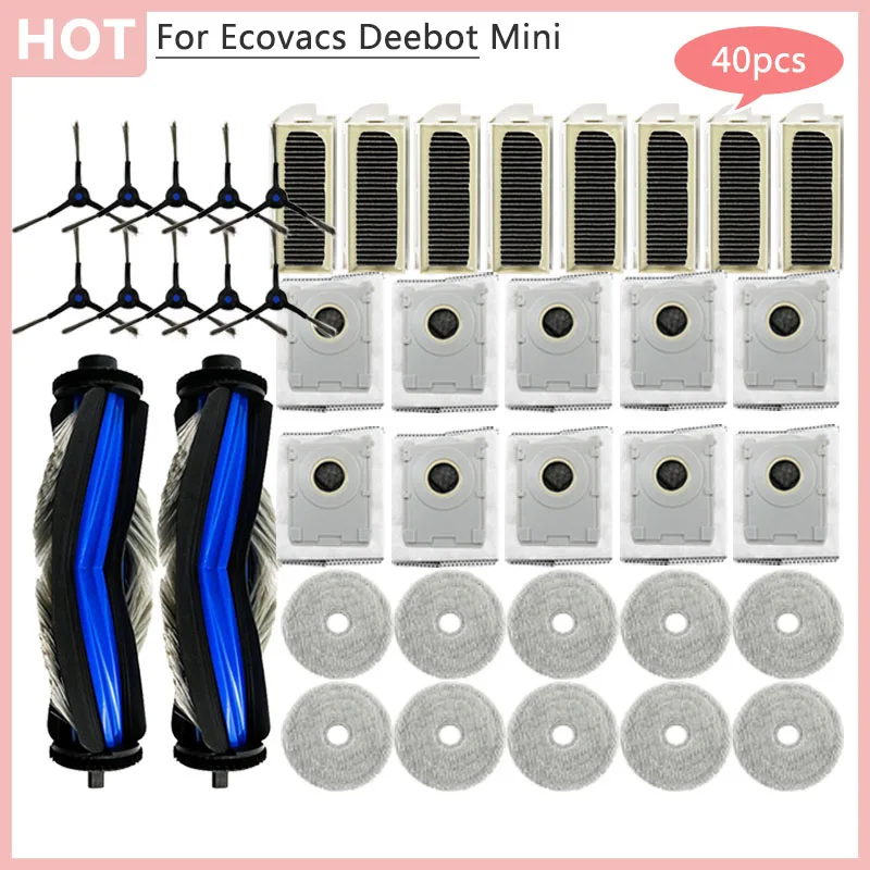 Kompatibilität für Ecovacs Deebot Mini Bodenkehrmaschine Ersatz Hauptseitenbürste Hepa-Filter Staubbeutel Lappen Staubsauger