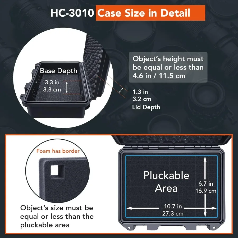 Waterproof Hard Case with Customizable Foam Insert Interior Measuring 11.81x7.87x4.72 Inches Ideal for Storing and Protecting F