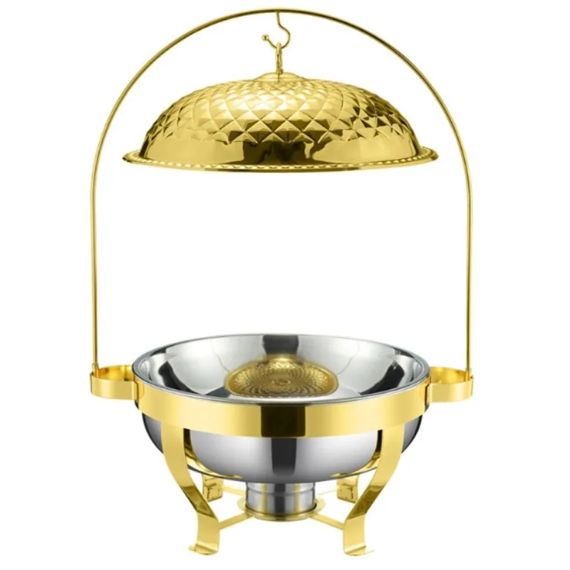 

304 stainless steel alcohol stove electroplating gold hotel hot pot buffet