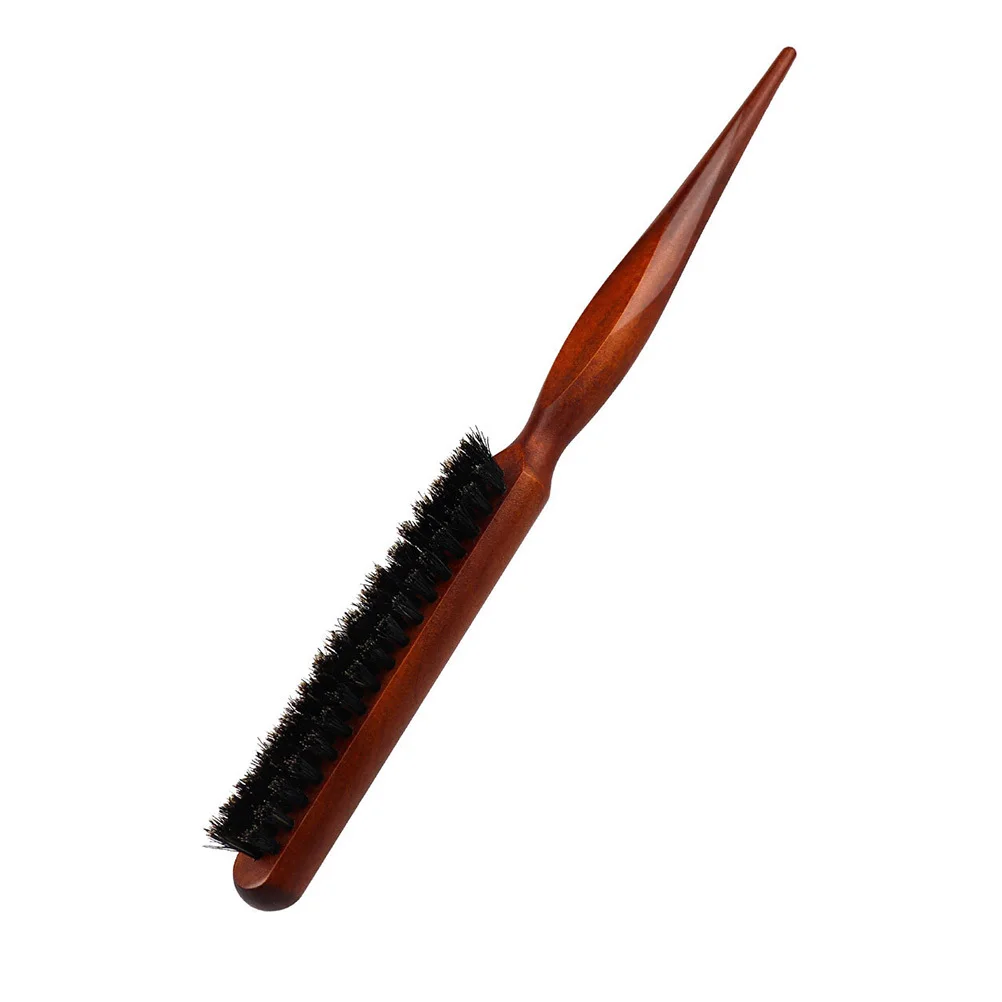 

1Pcs Brown Wooden Bristle Hair Comb Natural Material Ergonomic Handle Salon Teasing Backcombing Styling Scalp Massager