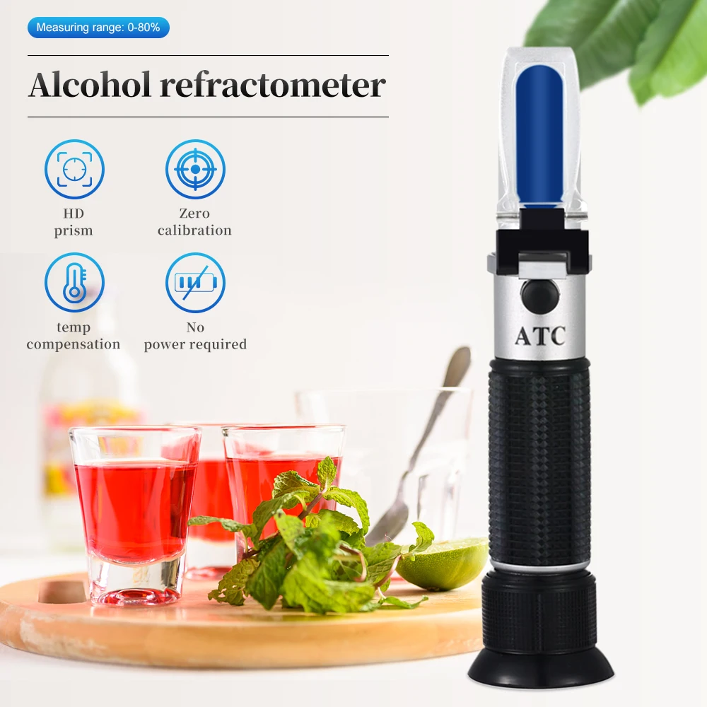 Handheld Alcohol Refractometer 0-80% Alcohol Content Tester for Spirits Household Liquor Brewing  Alcohol Concentration Detector