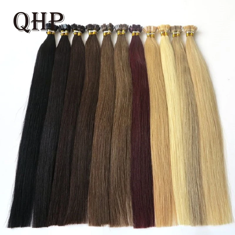 

Flat Tip Human Hair Extensions Natural Remy Straight Fusion Hair Extensions 50pcs/Set Keratin Capsules 16'' Blonde Colored 1g/pc