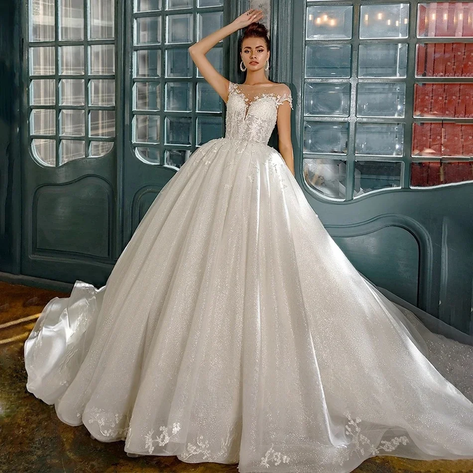 

Backless Wedding Dresses Ball Gown Cap Sleeves Lace Muslim Dubai Saudi Arabia Israel Bridal Gowns Vestido De Novia Customized