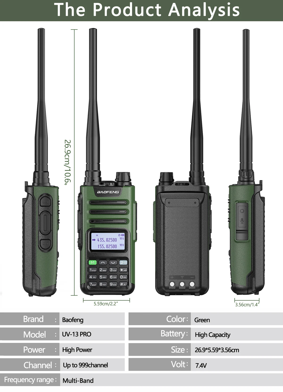 BaoFeng-UV-13 PRO V1 V2 Walkie Talkie de banda dupla de alta potência, carregador tipo C, 16 km de longo alcance, transceptor UV13, radioamadorismo bidirecional