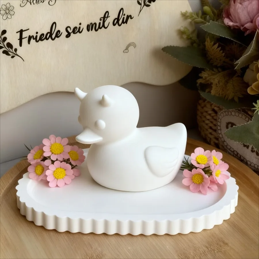 1pc Horned Demon Duck Silicone Mold Suitable for DIY Resin Crafts, Gothic Wax Molds with Feather Texture & Horns, Reusable