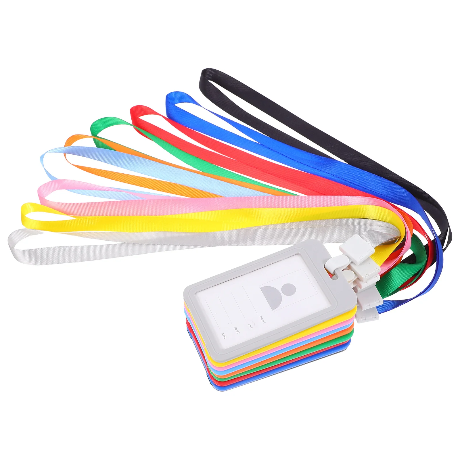 

9Pcs Dual Sided Plastic Card Holder Lanyard Work Badge Id Holder School Staff Transit Pass Office Work Card Lanyard
