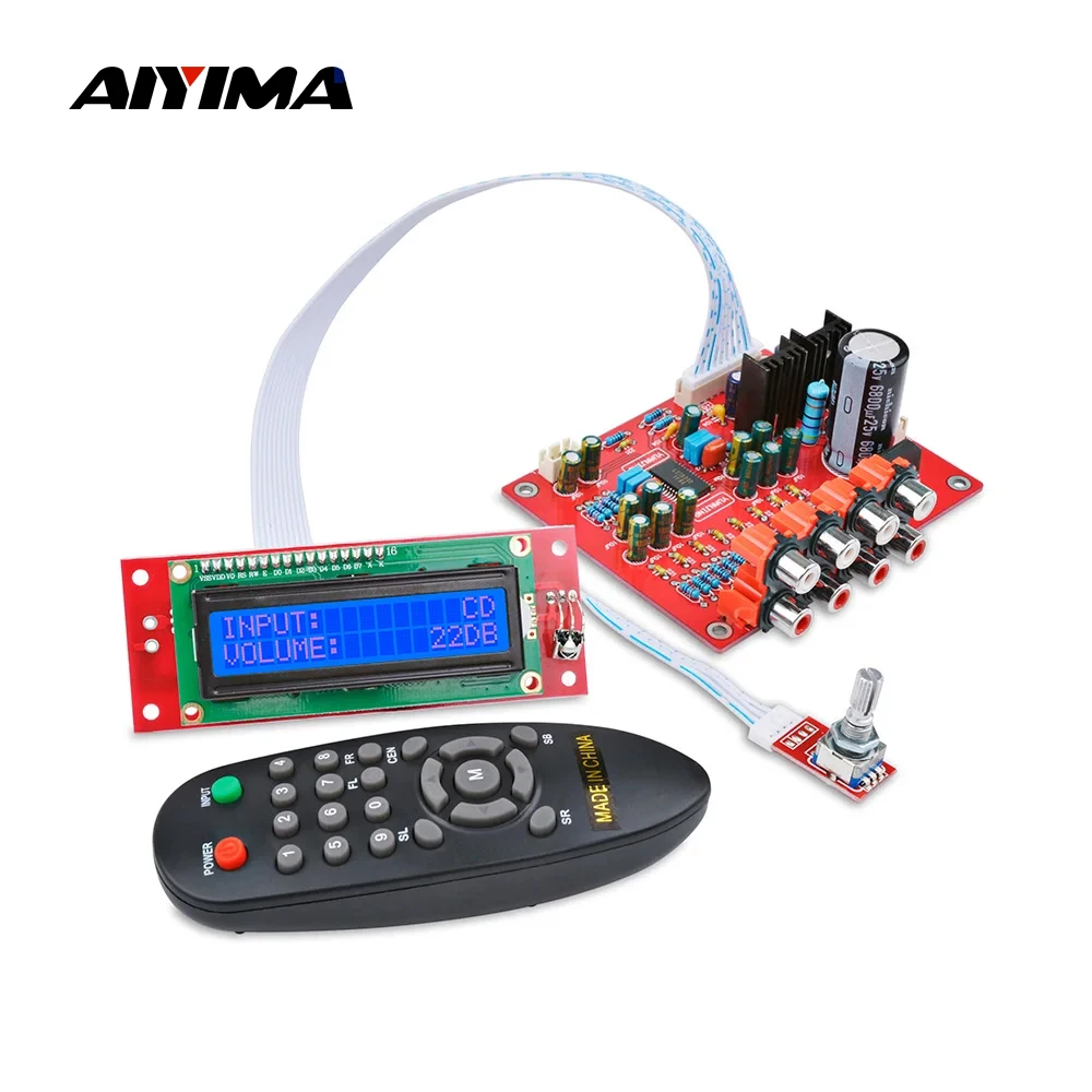 

AIYIMA LC75342 Remote Preamplifier Tone Board LCD Display 4 Way Audio Input Treble Bass Volume Tone Control for Amplifier Diy