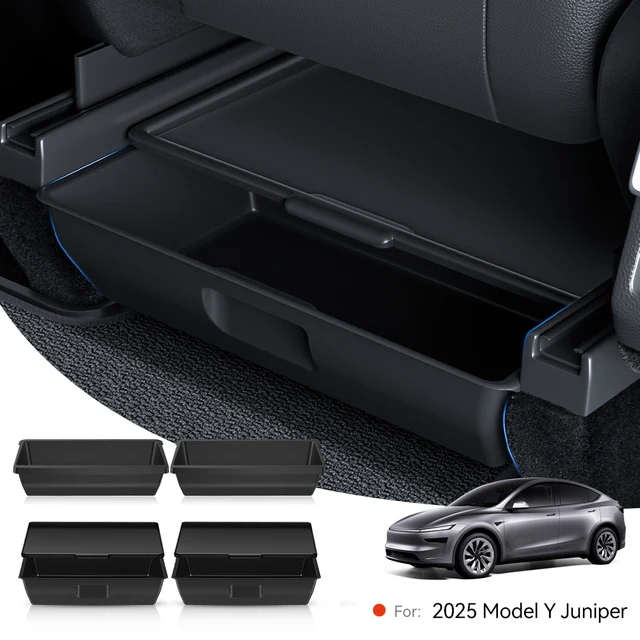 Pudełko Schowek Pod Siedzenie ABS z Pokrywką do Tesla Model Y Juniper 2025 Organizer Samochodowy Akcesoria Samochodowe
