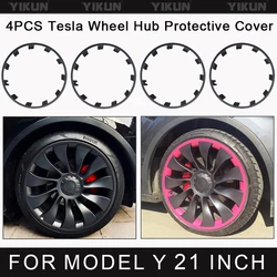 For Tesla Model Y 21 Inch Rim Wheel Hub Protection Patch Protectors ABS Wheel Guard Covers Accessories Auto Exterior 2018-2024