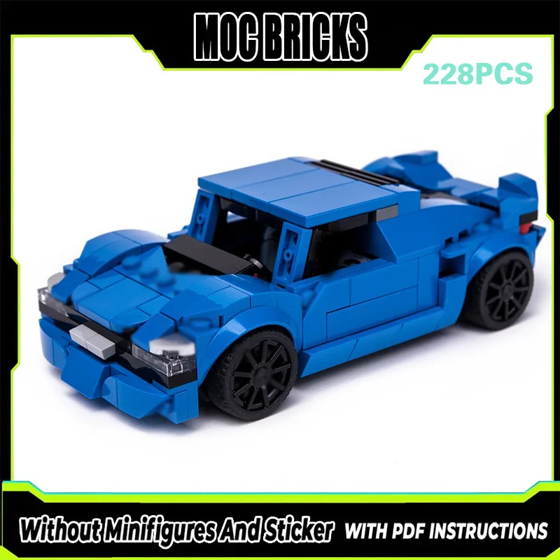 

Модель гоночного автомобиля MOC, конструктор из строительных блоков, маленькая синяя машинка, модульная технология, подарки, праздничный набор для сборки, детские игрушки