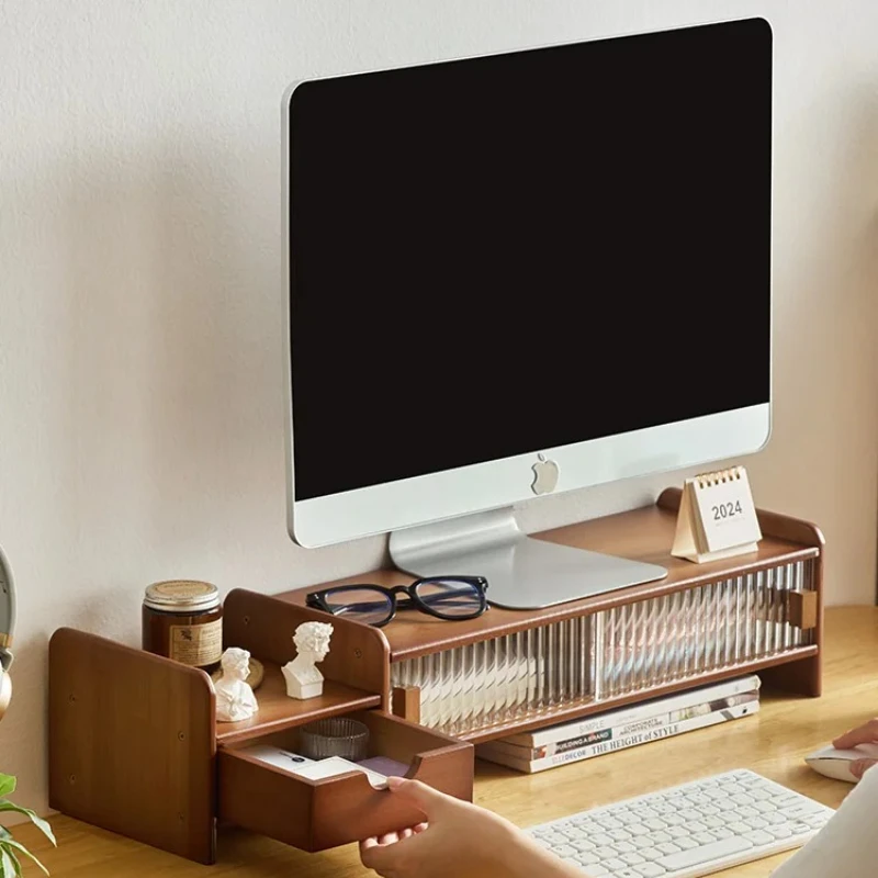 ‌ Soporte para monitor con cajón ajustable, elevador de escritorio para computadora, organizador de almacenamiento que ahorra espacio para oficina, elevador de escritorio de varias niveles