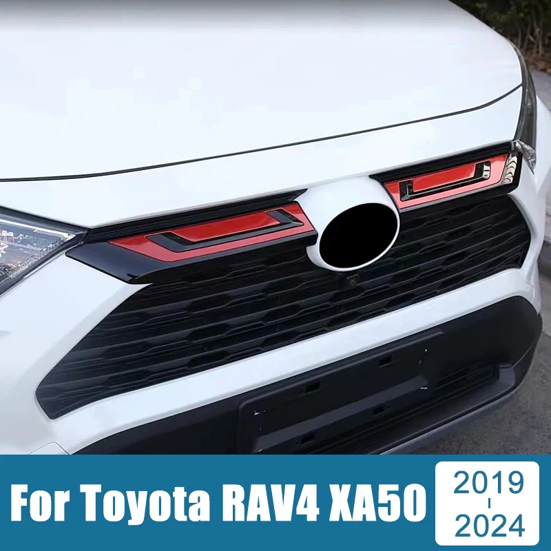 

For Toyota RAV4 RAV 4 XA50 Hybrid 2019 2020 2021 2022 2023 2024 ABS Car Front Upper Grille Grill Molding Cover Trim Stickers