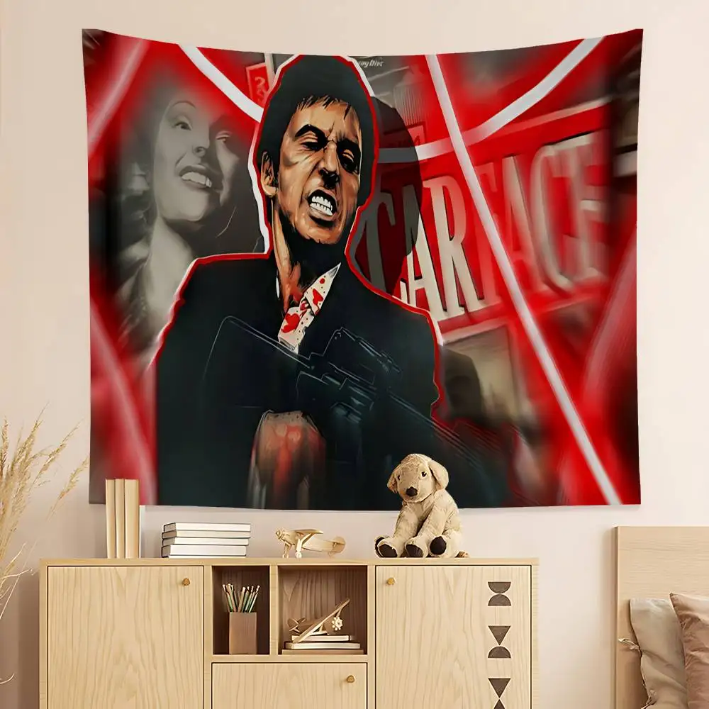 S-Scarface 1983 Film Printed Large Wall Tapestry Indian Buddha Wall Decoration Witchcraft Bohemian Hippie Wall Art Decor
