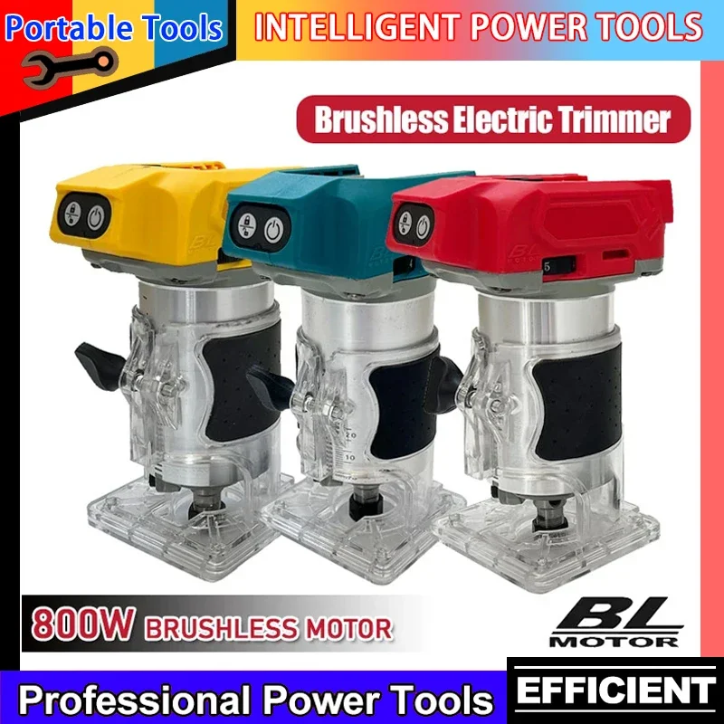 Fit Milwaukee Cordless Compact Wood Router 800W Brushless Electric Trimmer Woodworking Trimming Machine18V For Makita/Dewalt